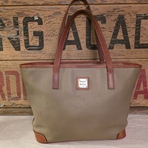 Dooney & Bourke Pebbled Leather Tote in Olive Brown